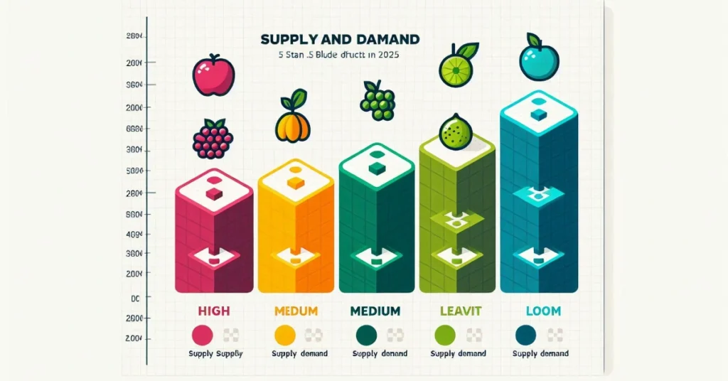 Chart displaying supply and demand levels of top Blox Fruits in 2025