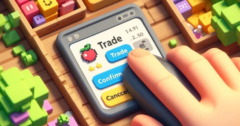 In game Blox Fruits trading window showing how to trade safely